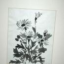 Original Watercolor Painting Black on White Abstract Leaves