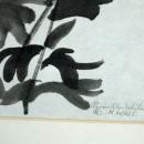 Original Watercolor Painting Black on White Abstract Leaves