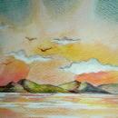 Sunset Watercolor Painting Signed Shively ' 73 ( George Shively)