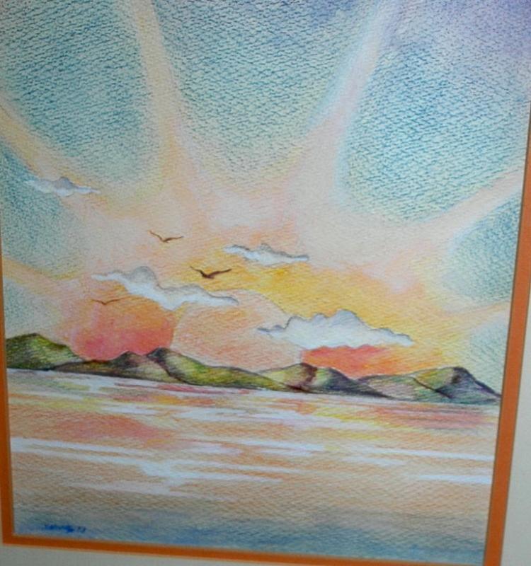 Sunset Watercolor Painting Signed Shively ' 73 ( George Shively)