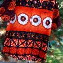 Liberty House Vintage Barkcloth Hawaiian Shirt .Orange, Black Yellow Sunset colors