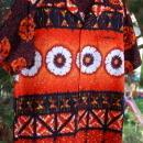 Liberty House Vintage Barkcloth Hawaiian Shirt .Orange, Black Yellow Sunset colors