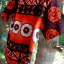 Liberty House Vintage Barkcloth Hawaiian Shirt .Orange, Black Yellow Sunset colors