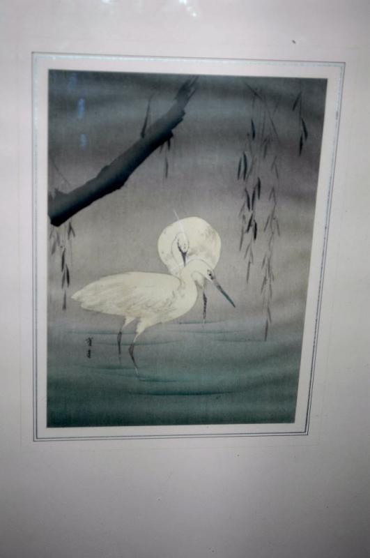 Two Egrets Wading Under a Willow Tree by Watanabe Seitei Wood -Block