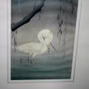 Two Egrets Wading Under a Willow Tree by Watanabe Seitei Wood -Block