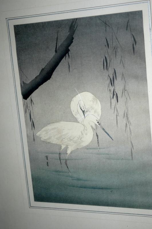 Two Egrets Wading Under a Willow Tree by Watanabe Seitei Wood -Block