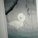 Two Egrets Wading Under a Willow Tree by Watanabe Seitei Wood -Block
