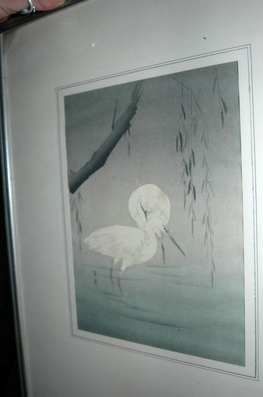 Two Egrets Wading Under a Willow Tree by Watanabe Seitei Wood -Block