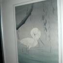 Two Egrets Wading Under a Willow Tree by Watanabe Seitei Wood -Block