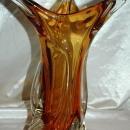 Amber & Clear Cased Murano Glass Vase TAll & Very Heavy 12 lbs