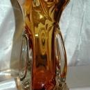 Amber & Clear Cased Murano Glass Vase TAll & Very Heavy 12 lbs