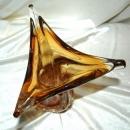 Amber & Clear Cased Murano Glass Vase TAll & Very Heavy 12 lbs