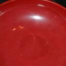 Vintage Lacquered Wood Serving Bowl, Cinnamon Red with Gold Paint, Marked NY made in Japan.