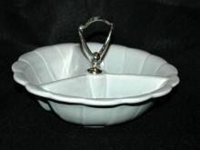 Mid Century Pottery Condiment or Dip Dish Caddy Light Blue Made In USA