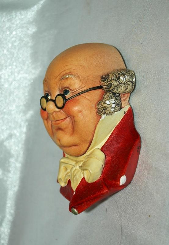 Bossons Mr. Pickwick Head 1964 England Wall Sculpture Plaque Chalkware