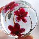 Glass Eye Studio Pink Flowers Paperweight 1985 , signed and numbered