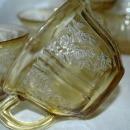 5 AMBER DEPRESSION GLASS CUPS SHARON/CABBAGE ROSE/ Federal Glass Co.