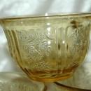5 AMBER DEPRESSION GLASS CUPS SHARON/CABBAGE ROSE/ Federal Glass Co.