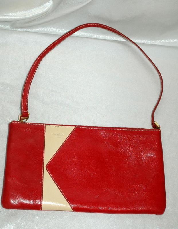 Kate Spade Red White Leather Purse - Vintage