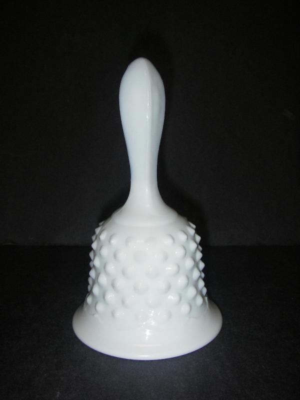 Fenton Art Glass Milk Glass HOBNAIL Bell w metal ringer