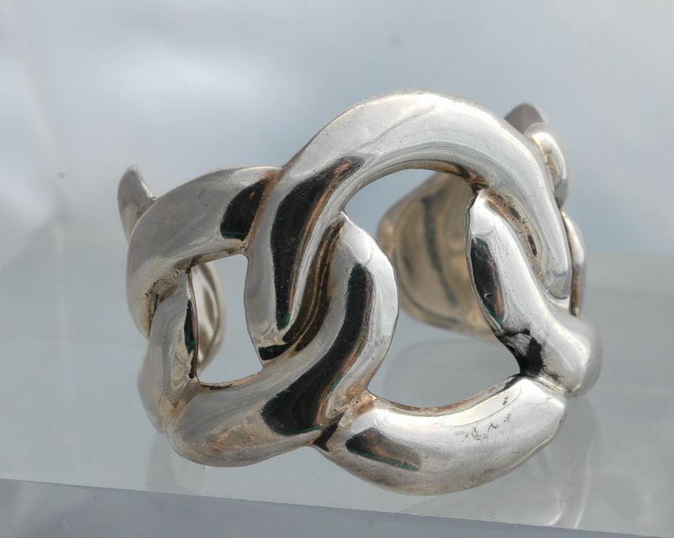 Taxco Mexico Sterling Cuff Bracelet 53 grams Rhodium Plated