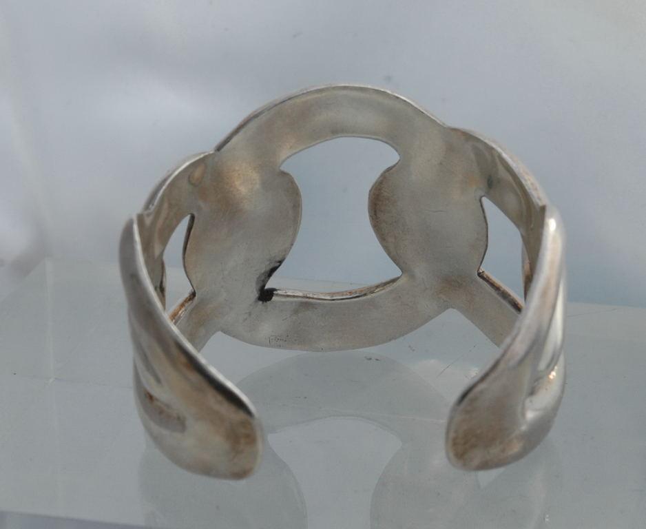 Taxco Mexico Sterling Cuff Bracelet 53 grams Rhodium Plated
