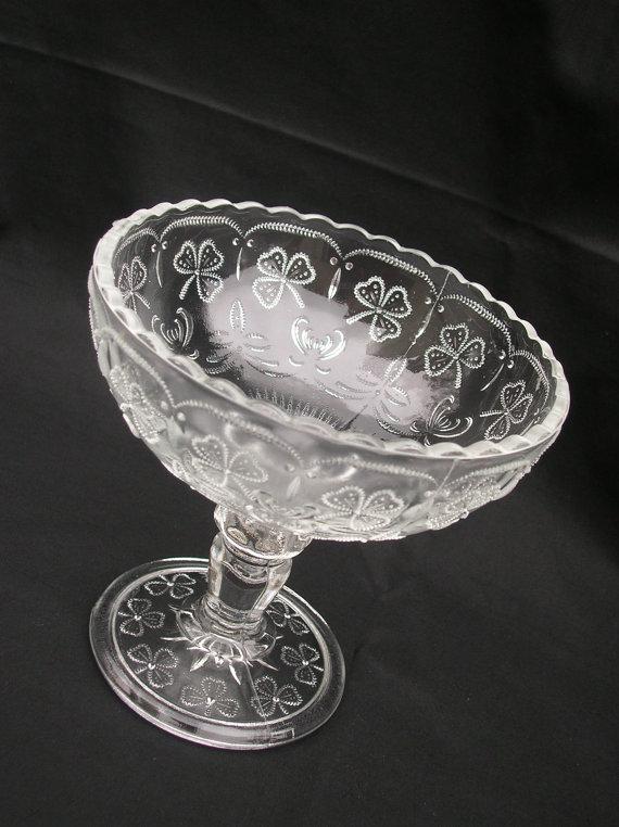 NUUTAJARVI Crystal Finland Compote/Fruit Bowl ~ Clover