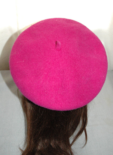 Magenta Wool Tam Hat from the Czech Republic