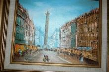 Landmark European Street Scene Oil Painting, Signed and Framed