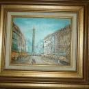 Landmark European Street Scene Oil Painting, Signed and Framed