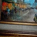 Landmark European Street Scene Oil Painting, Signed and Framed