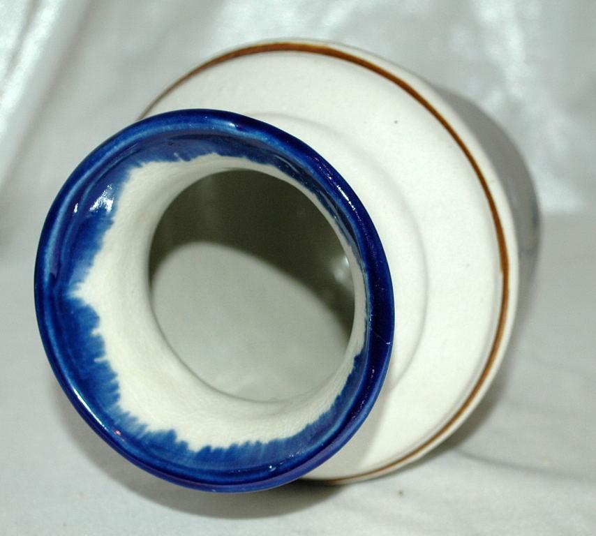 Old Mexican Tonala Stoneware Enamel Pottery Vase with swan motif