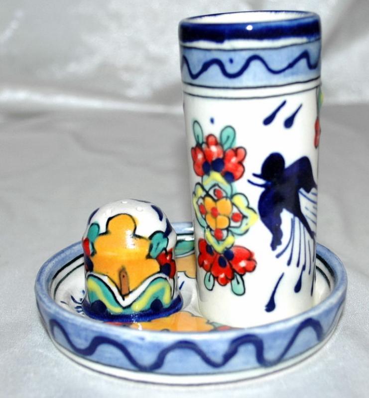 MEXICAN TALAVERA TEQUILA & SALT SHOT SET lead free
