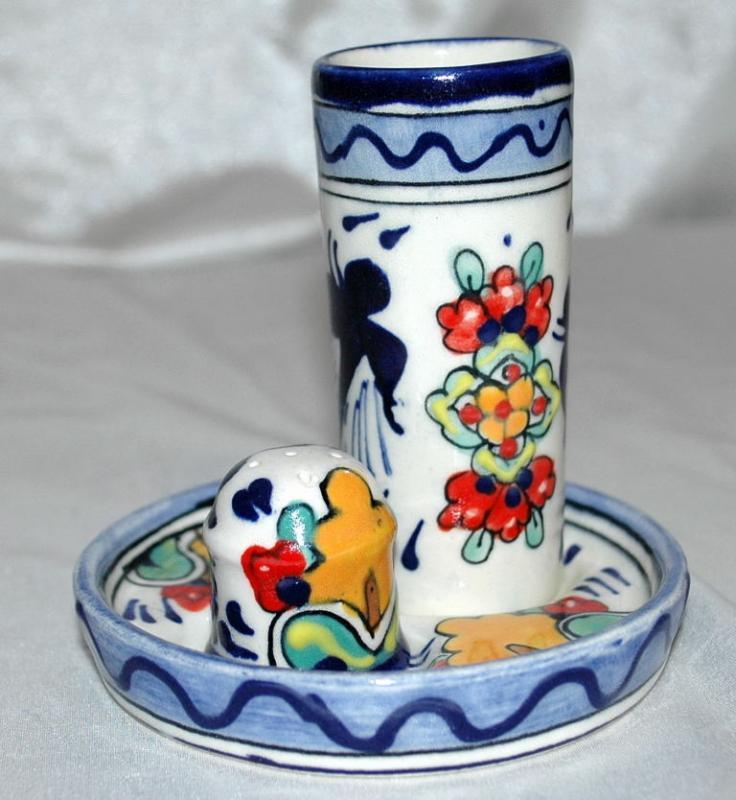 MEXICAN TALAVERA TEQUILA & SALT SHOT SET lead free
