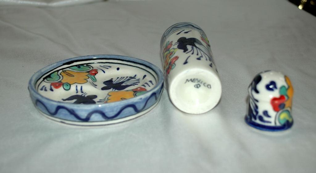MEXICAN TALAVERA TEQUILA & SALT SHOT SET lead free