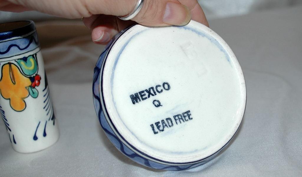 MEXICAN TALAVERA TEQUILA & SALT SHOT SET lead free