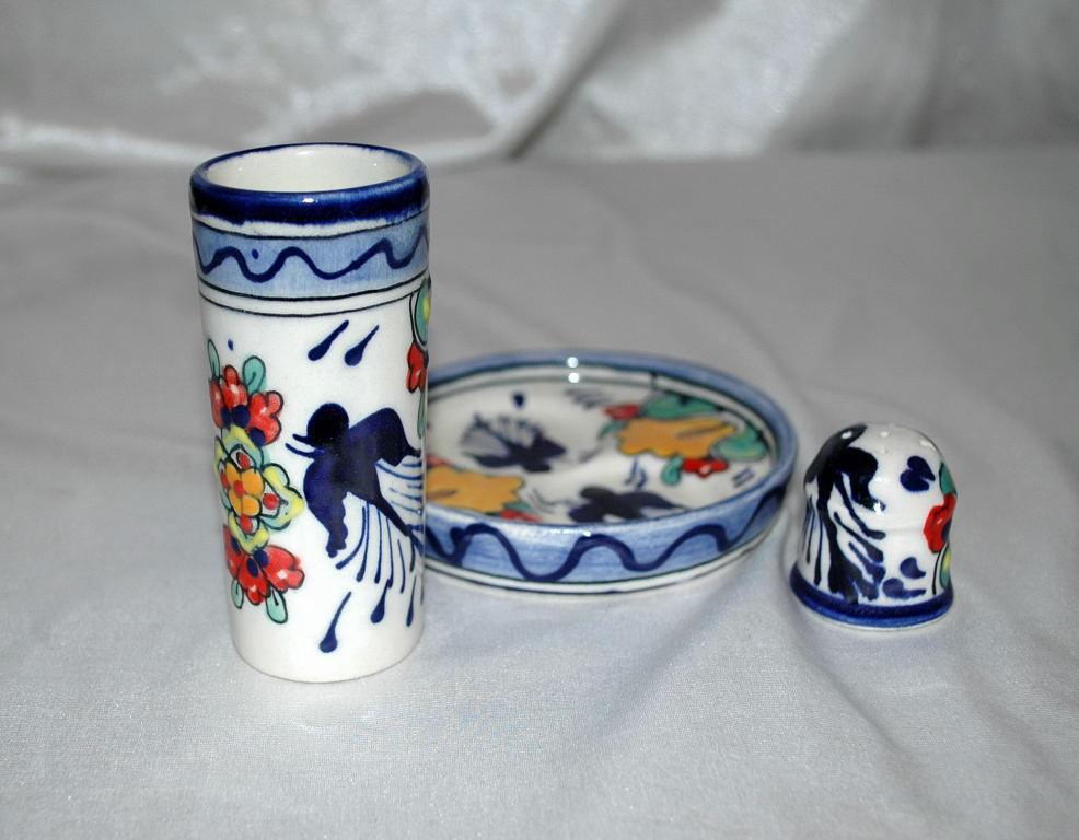 MEXICAN TALAVERA TEQUILA & SALT SHOT SET lead free