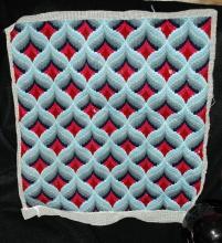 Antique Wool Hooked Needle Work Square with complex design