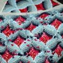 Antique Wool Hooked Needle Work Square with complex design