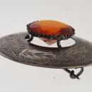 Scottish . Silver Thistle and Amber Topaz Brooch Pin