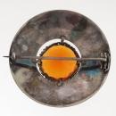 Scottish . Silver Thistle and Amber Topaz Brooch Pin