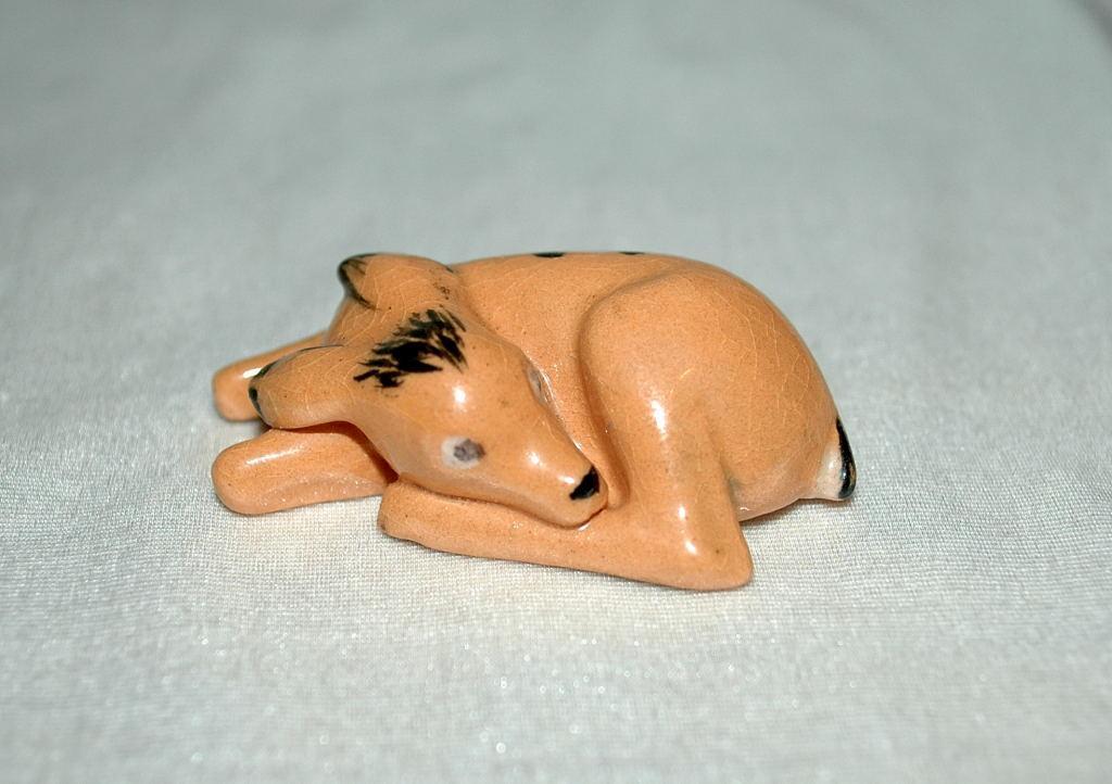 Small Resting Fawn Pottery Figurine