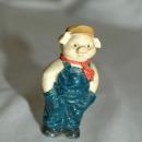 Small Overall Wearing Pig Figurine