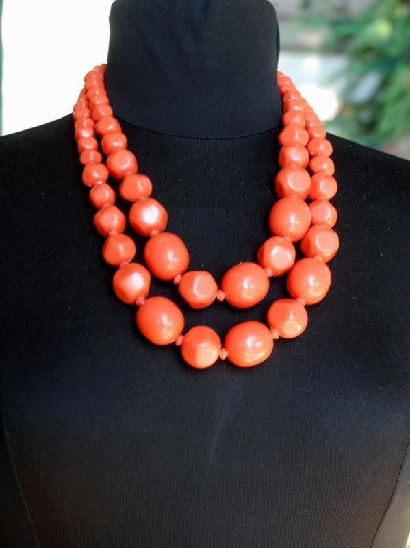 Vintage Chunky Coral Necklace Acrylic? Plastic