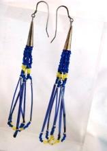 Native American Sterling Beaded and Porcupine Quill Earrings