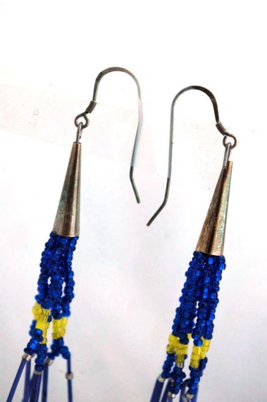 Native American Sterling Beaded and Porcupine Quill Earrings