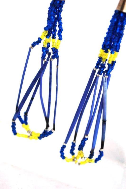 Native American Sterling Beaded and Porcupine Quill Earrings