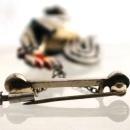 Vintage Rooster Brooch Pin of Silver with Leather Wings 3 dimensional Whimsical