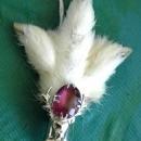 SCOTTISH GROUSE CLAW STAG HEAD VINTAGE BROOCH KILT PIN & GLASS AMETHYST