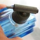 Blue Etched Glass Perfume Bottle -Finland Glass